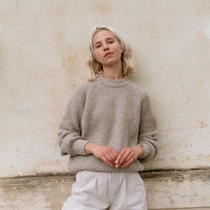 Soft honeycomb wool pullover, Merino wool jumper, women's knitted sweater, vintage sustainable knitwear, merino wool top / MAGMA