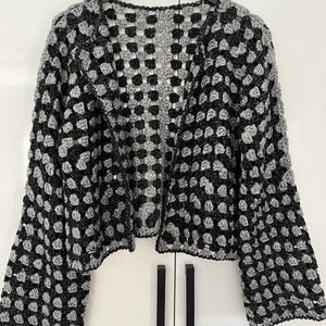 Crochet Granny Square Cardigan Handmade Boho Knit Sweater Wrap