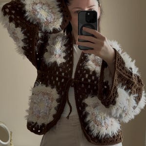 Handmade crochet cardigan from granny squares