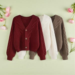 Cozy Knit Cardigan for Women, Loose Fit, Soft & Fluffy, Short Style, Autumn Winter